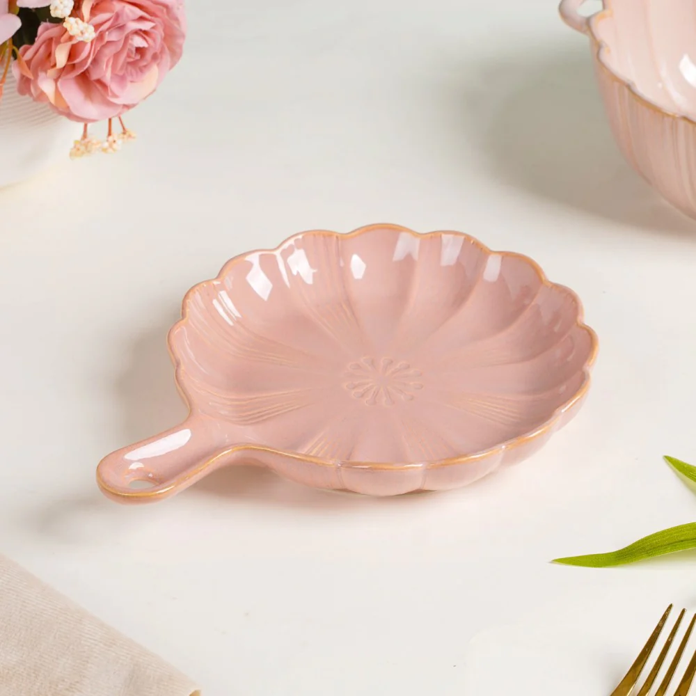 Ocean Round Plate with Handle Pink - Image 8