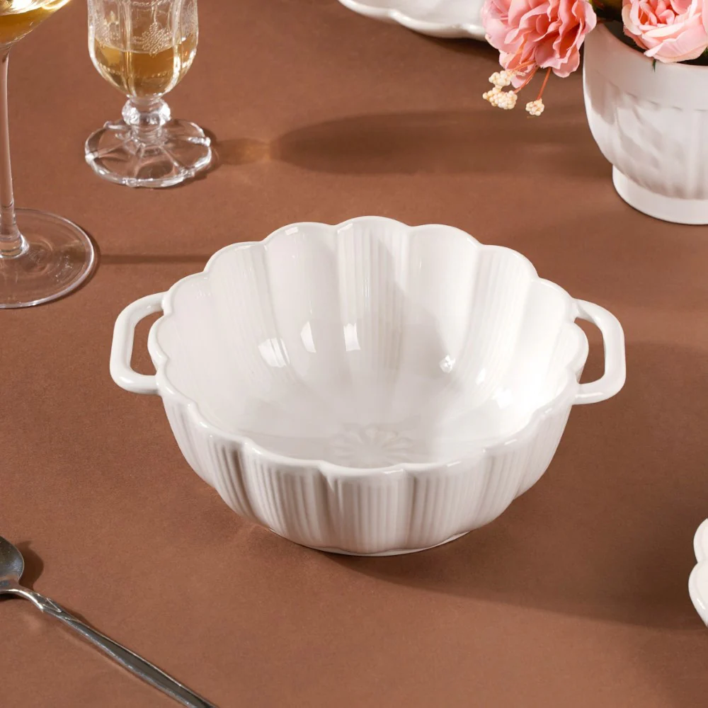 Ocean Serving Bowl with Handle White 600ml - Image 5