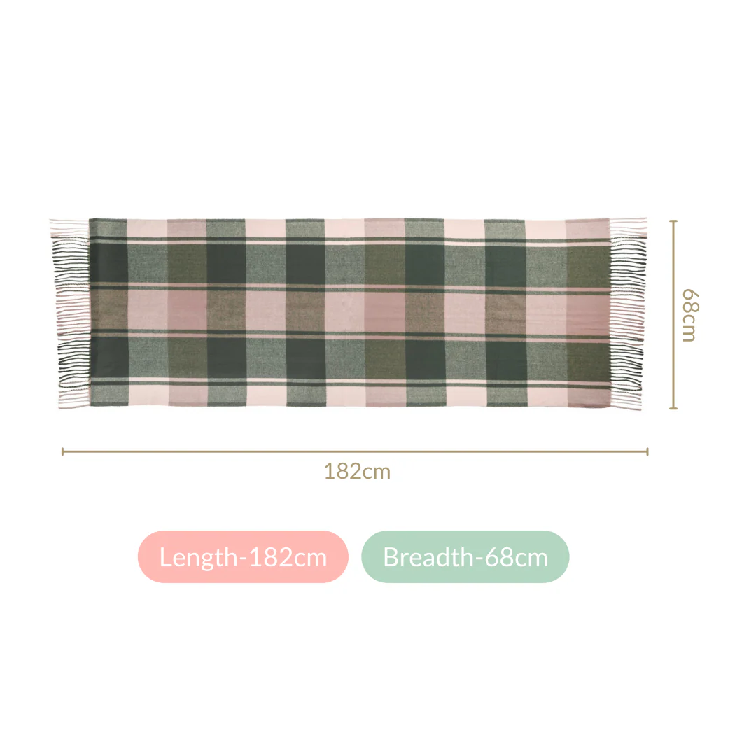 Olive Green Checkered Blanket Scarf - Image 5