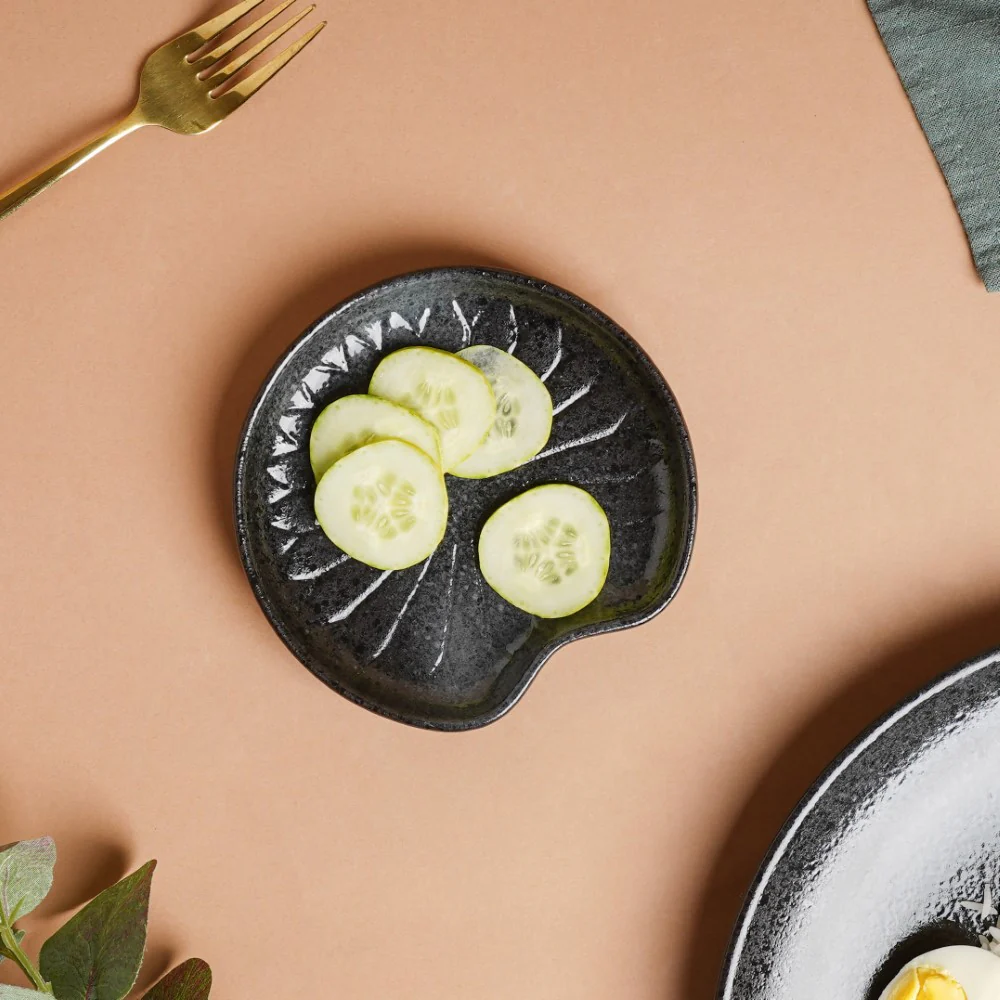 Onyx Finish Stoneware Dessert Plate Black