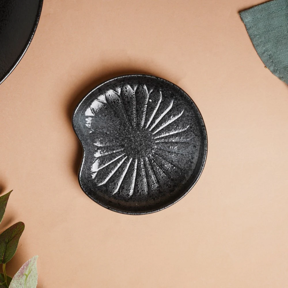 Onyx Finish Stoneware Dessert Plate Black - Image 2