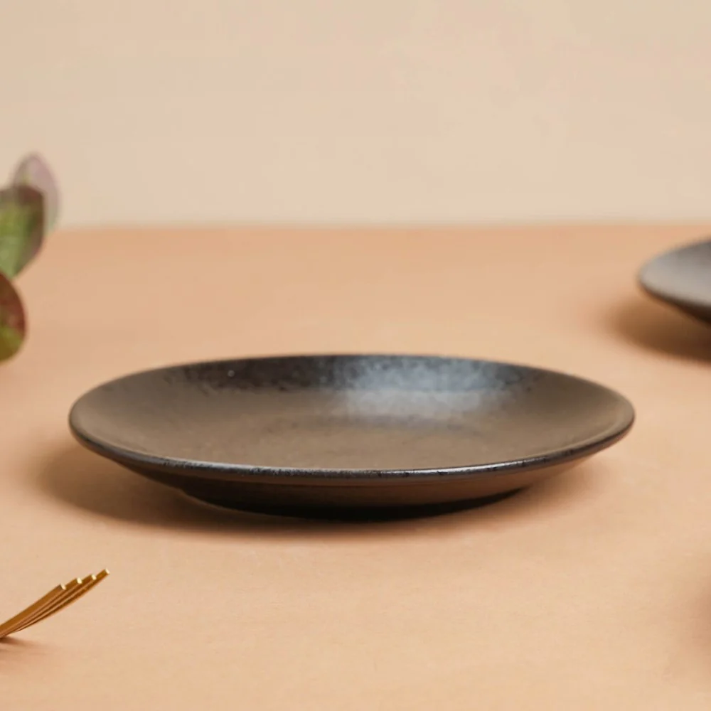Onyx Finish Stoneware Dessert Plate Black 6 inch - Image 6