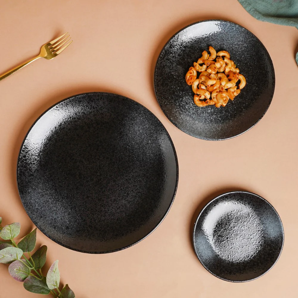 Onyx Finish Stoneware Dessert Plate Black 6 inch - Image 9