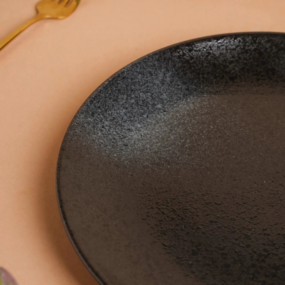 Onyx Finish Stoneware Dinner Plate Black 9.8 Inch - Image 11