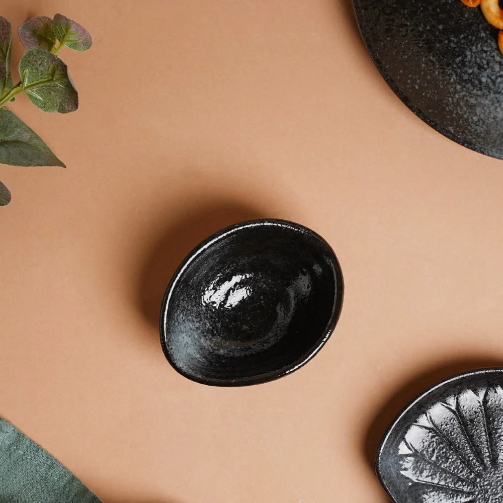 Onyx Finish Stoneware Dip Bowl Charcoal Black 50ml - Image 6