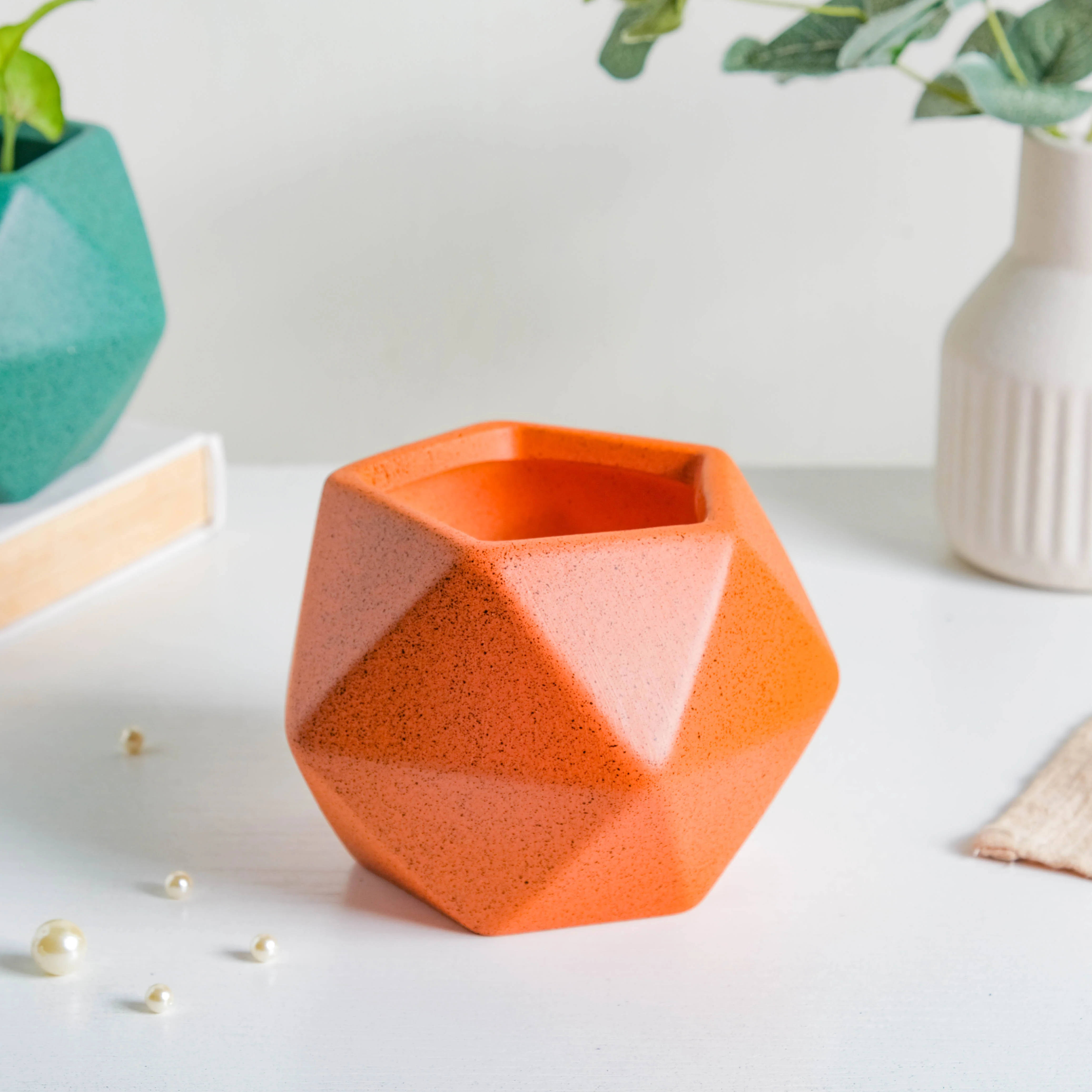 Orange Abstract Plant Pot
