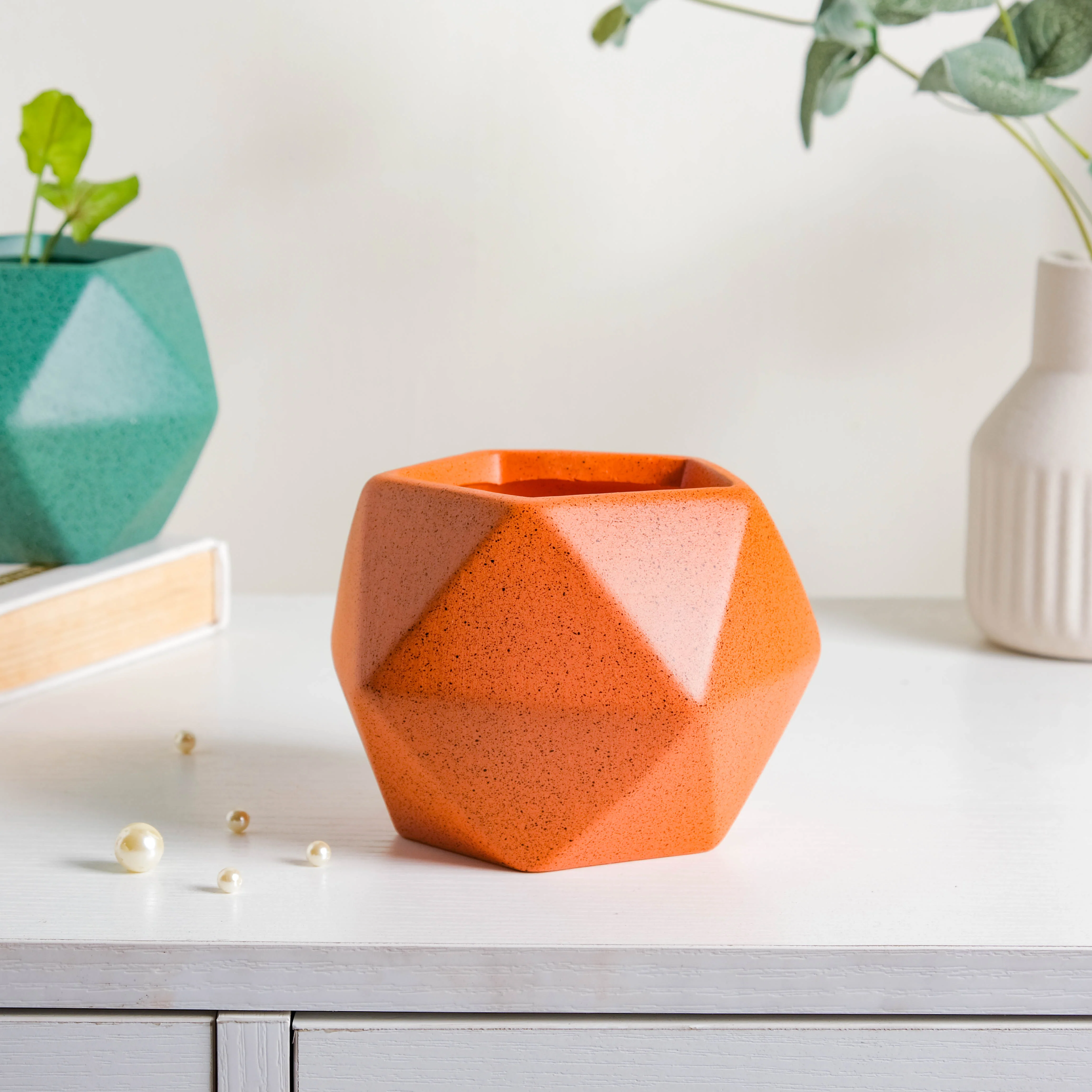 Orange Abstract Plant Pot - Image 4