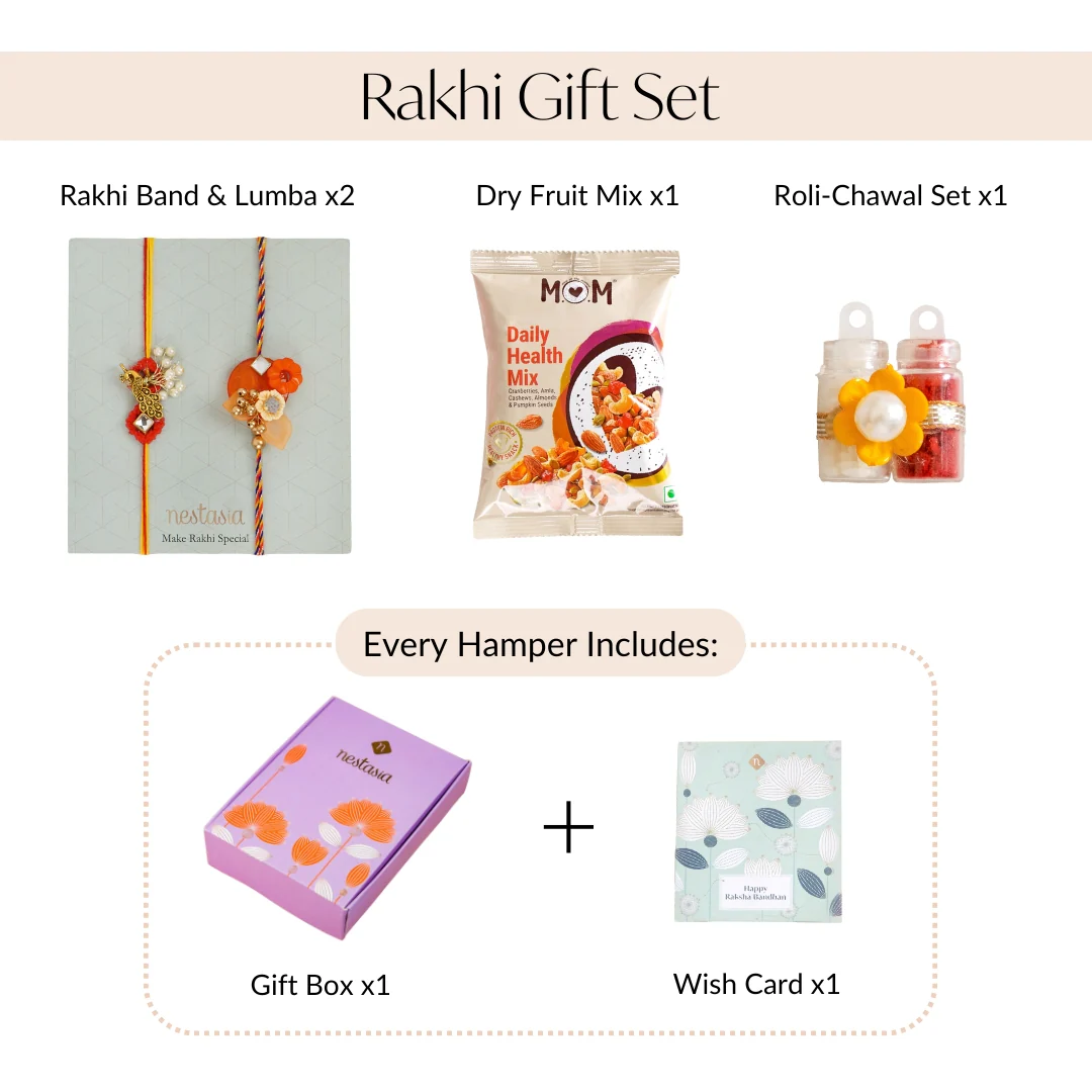 Orange And Gold Peacock Rakhi Gift Set - Image 4