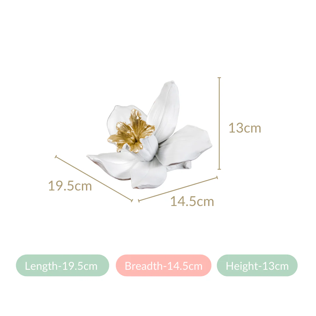 Orange Blossom Flower Showpiece White And Gold - Image 5
