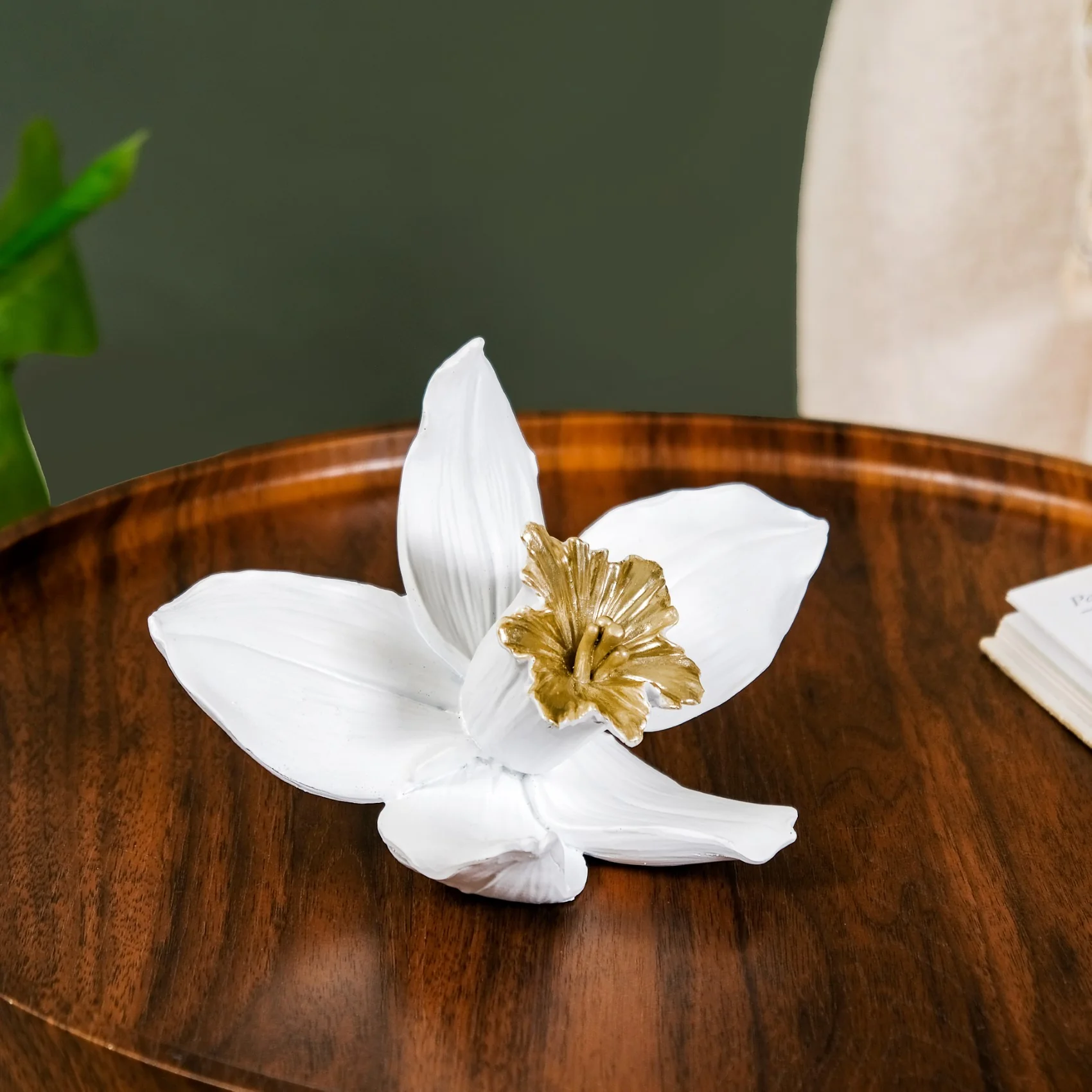 Orange Blossom Flower Showpiece White And Gold - Image 7