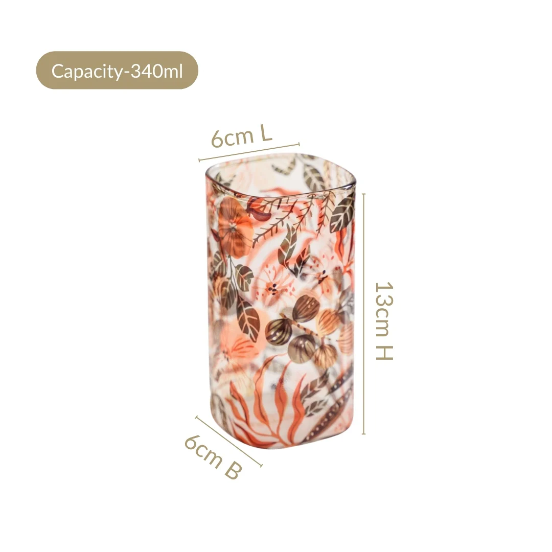 Orange Poppy Print Cocktail Glass Set Of 4 340ml - Image 4