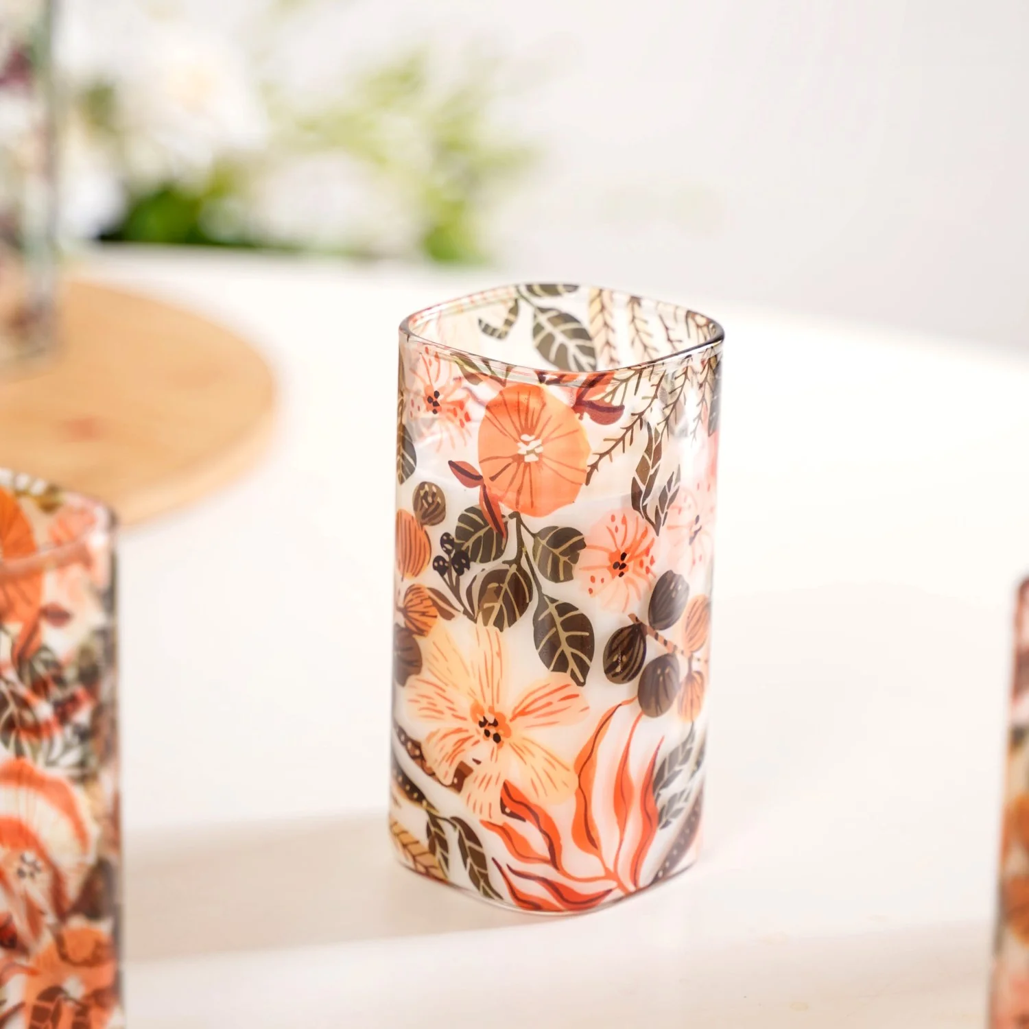 Orange Poppy Print Cocktail Glass Set Of 4 340ml - Image 6