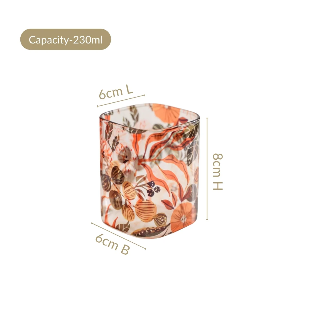 Orange Poppy Printed Glass Tumblers Set Of 4 230ml - Image 4