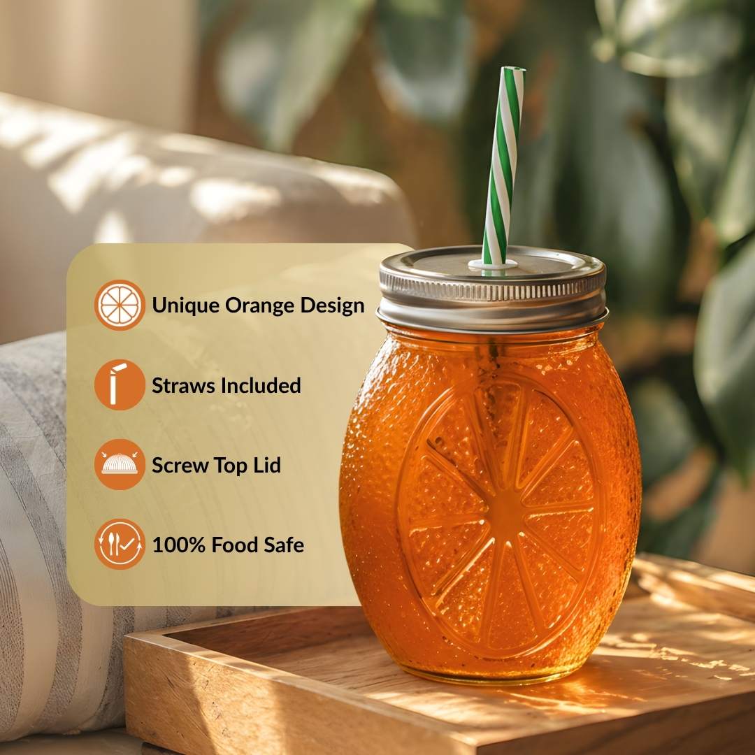 Orange Tumbler With Straw Set Of 2 400ml - Image 3