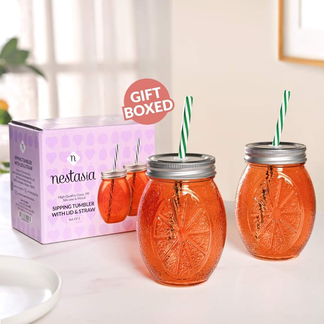 Orange Tumbler With Straw Set Of 2 400ml - Image 6