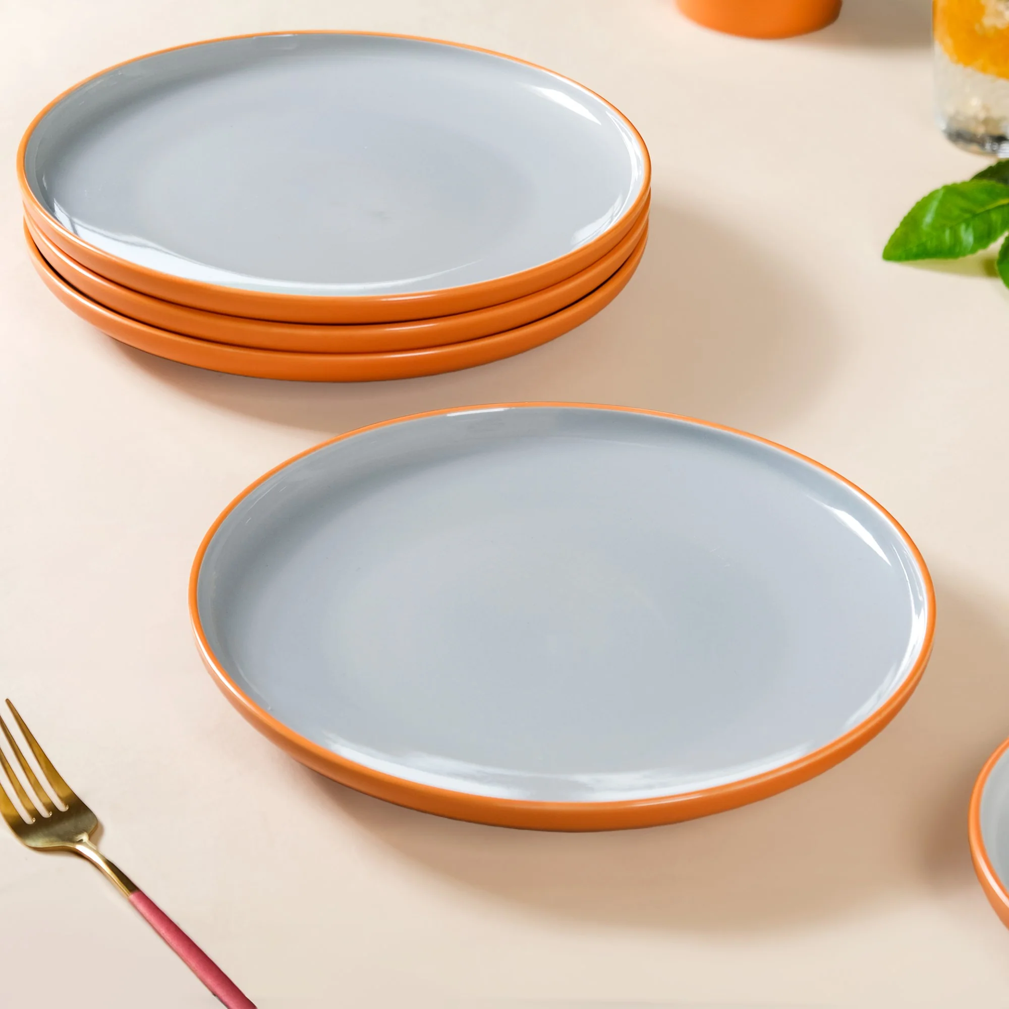 Orange Zoella Set Of 4 Dinner Plates 10 Inch - Image 2