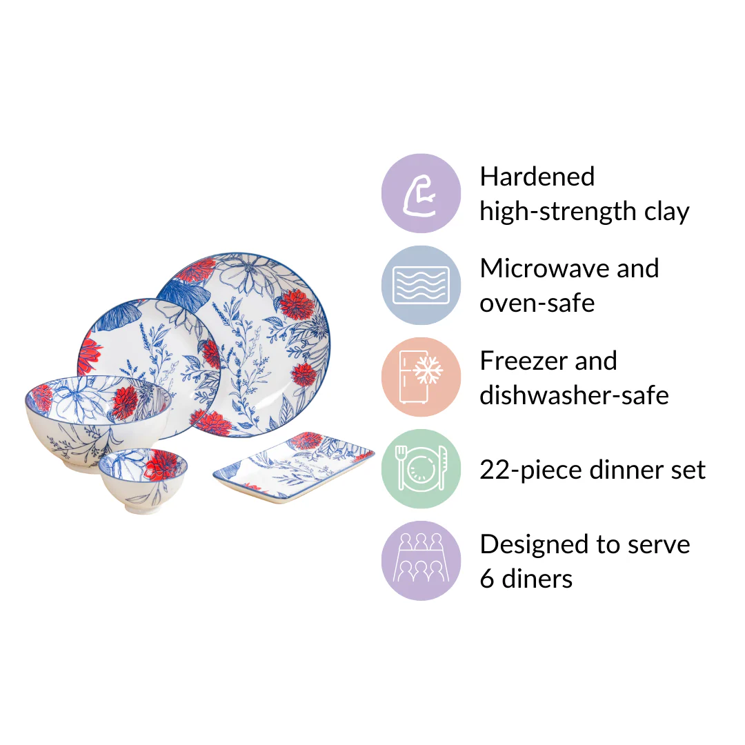 Oriental Elegance 22 Piece Dinner Set For 6 - Image 14