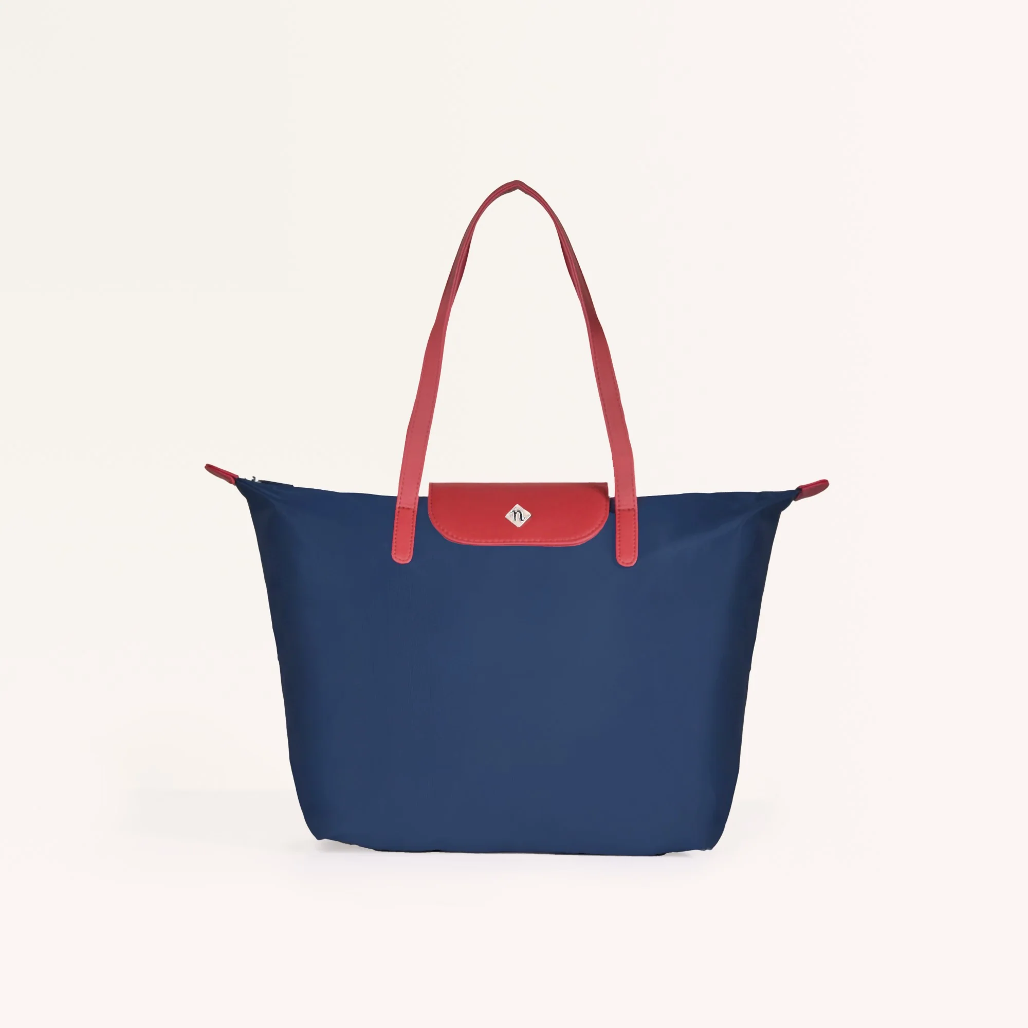 Origami Foldable Shoulder Tote Bag Navy Blue