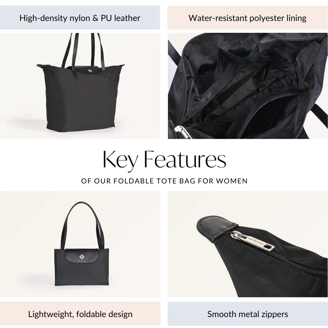 Origami Sleek Black Tote Bag For Women - Image 4