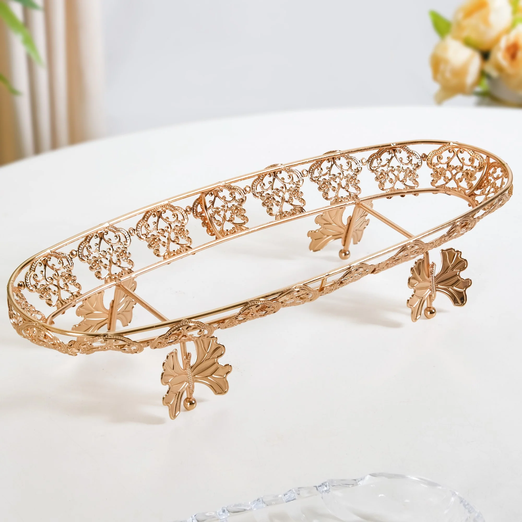 Ornate Metal Glass Decorative Boat Tray - Image 10