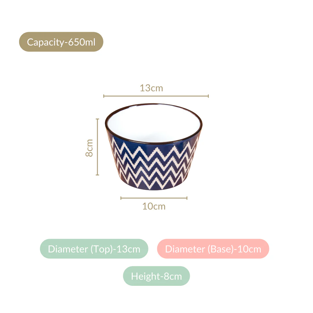 Oscilla Ceramic Serving Bowl Set Of 4 Navy 650ml - Image 4