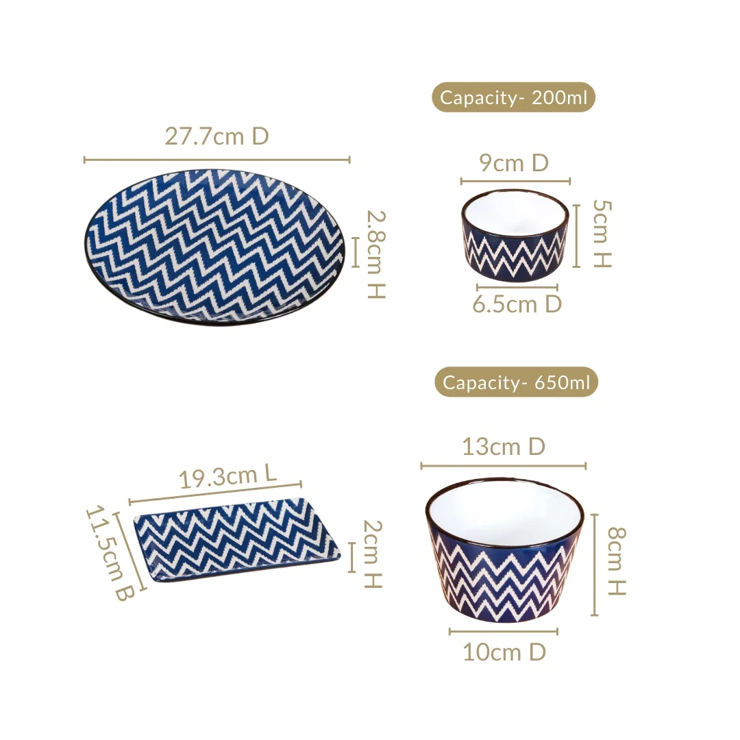 Oscilla Navy Blue 16 Piece Luxe Dinner Set For 4 - Image 4
