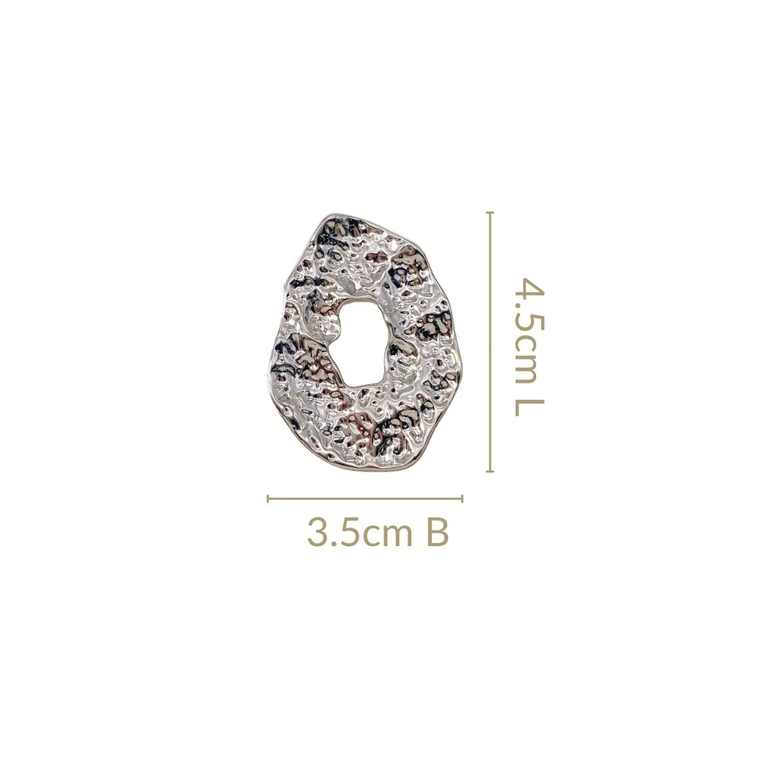 Oval Hollow Abstract Textured Silver Earrings - Image 3