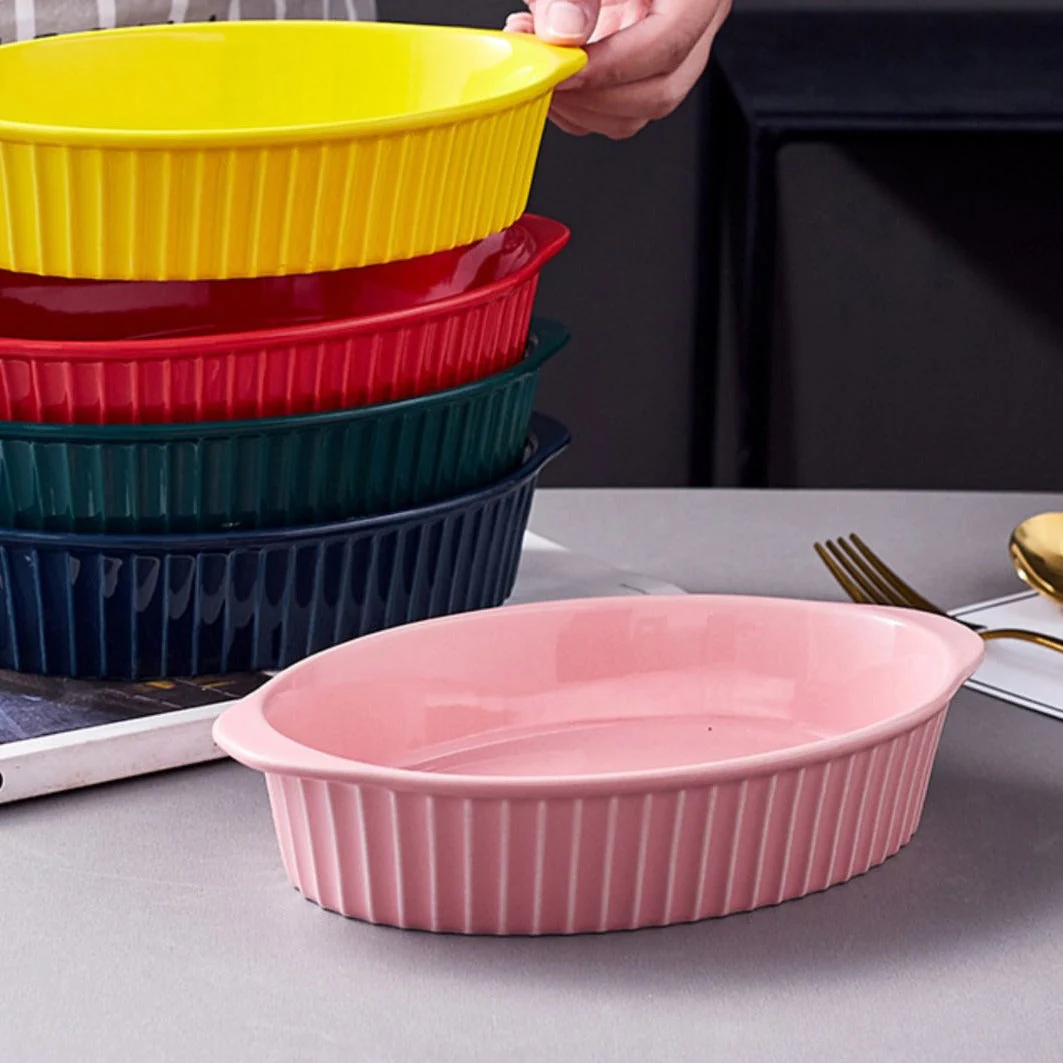 Oval Microwave Baking Pan Pink 8.5 Inch - Image 3
