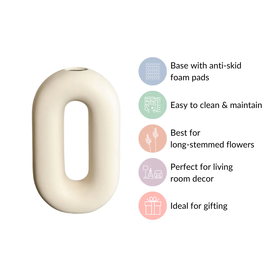 Oval Ring Vase Off White - Image 4