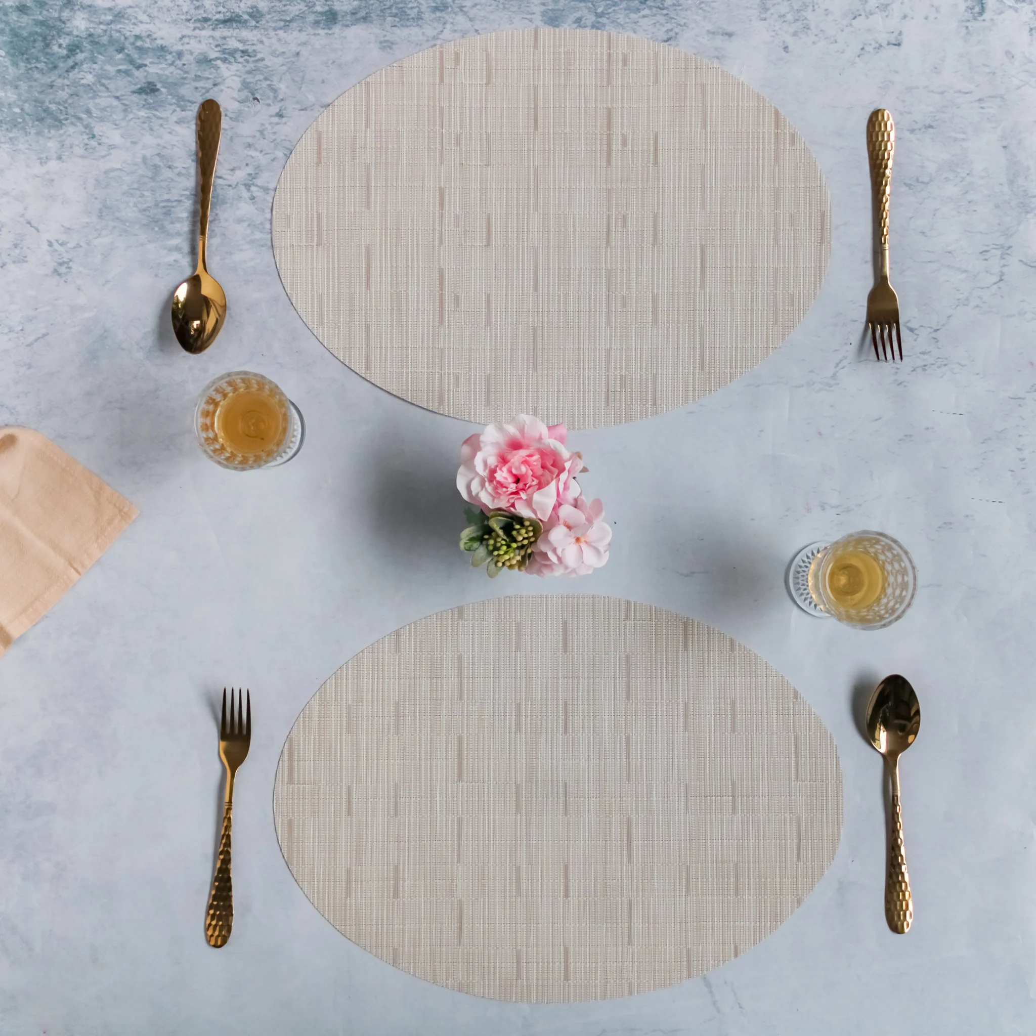 Oval Table Mat Beige Set of 2 - Image 2