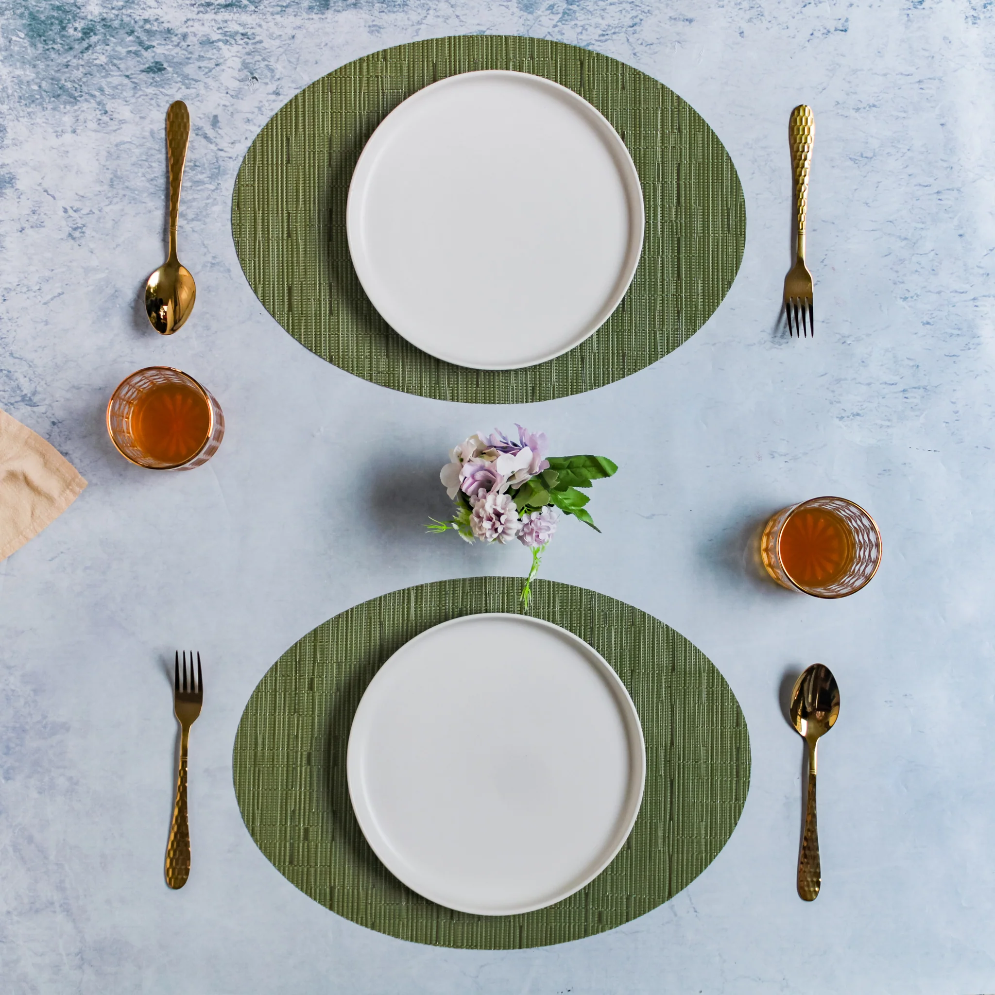 Oval Table Mat Green Set of 2 - Image 2
