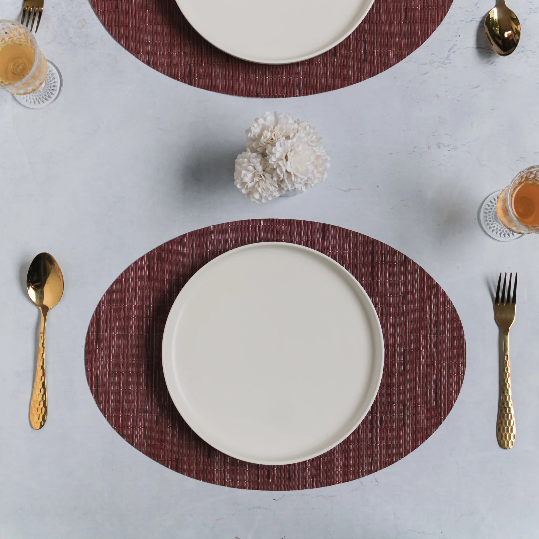Oval Table Mat Maroon Set of 2 - Image 4