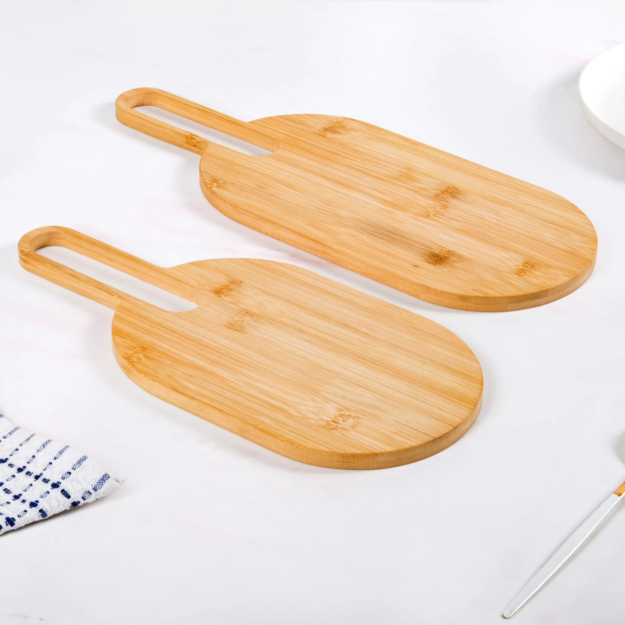 Paddle Shape Bamboo Platter Set Of 2 - Image 3
