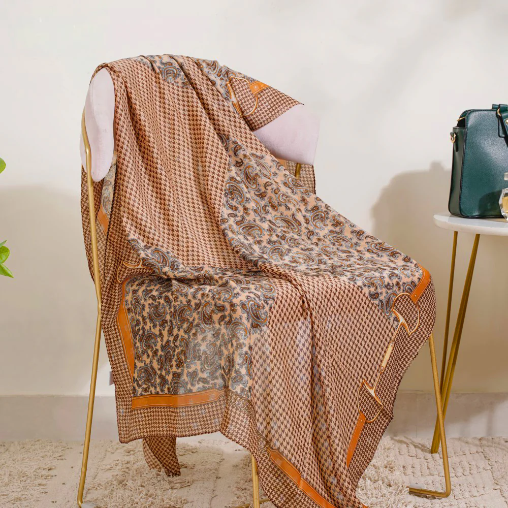 Paisley And Houndstooth Printed Winter Scarf - Image 3