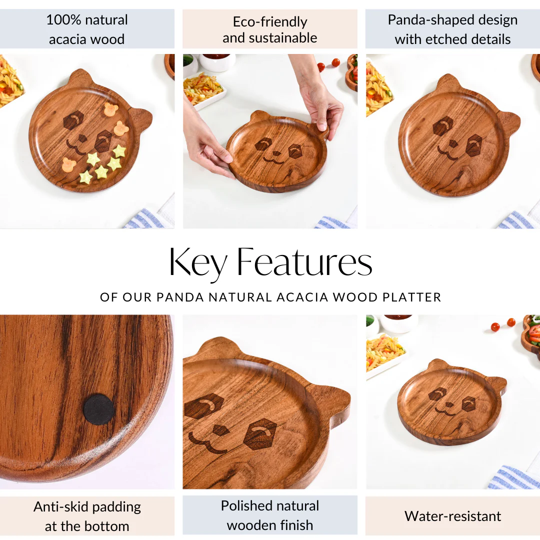 Panda Natural Acacia Wood Platter 8 Inch - Image 5