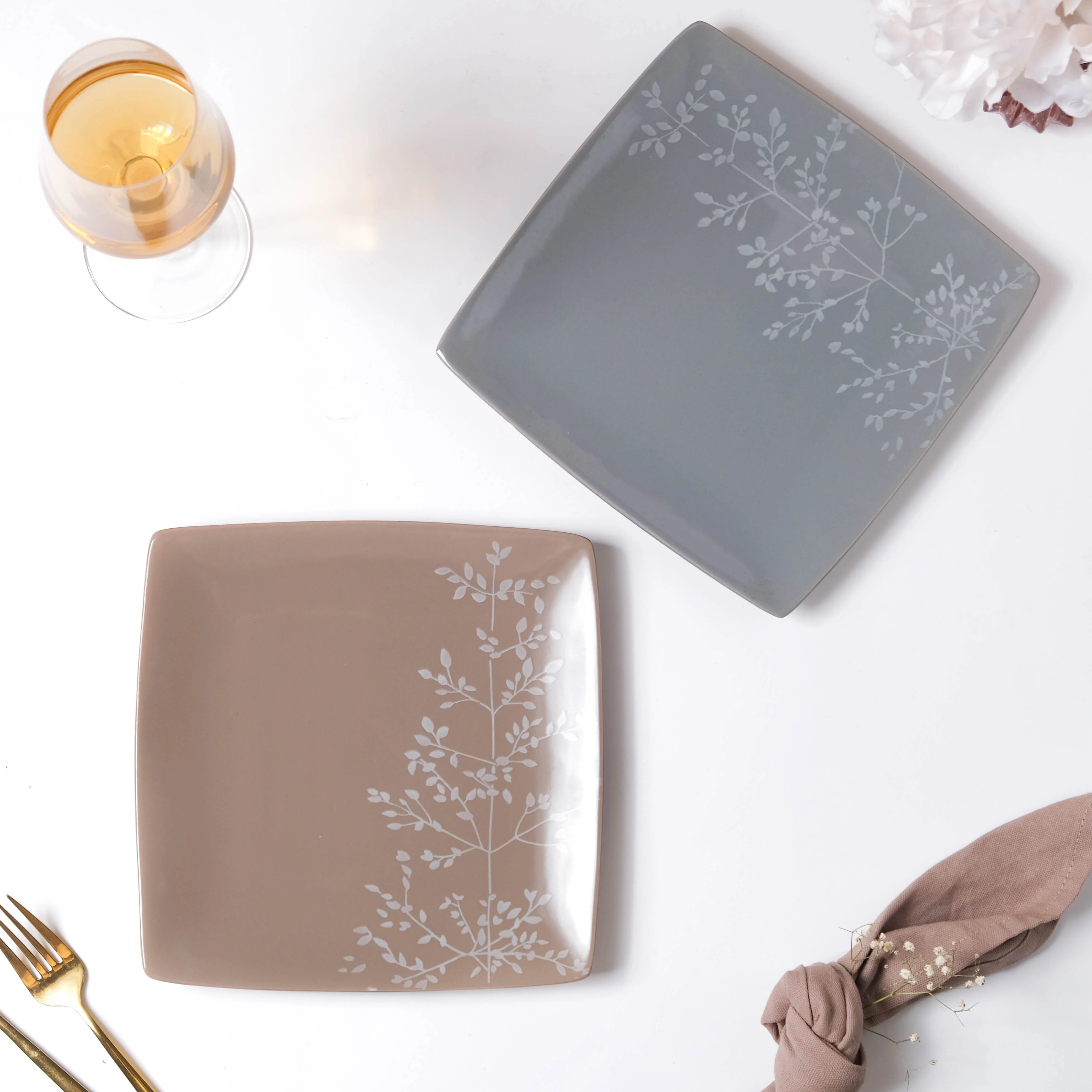 Pandora Sprig Square Plate Bluish Grey 8.5 Inch - Image 7
