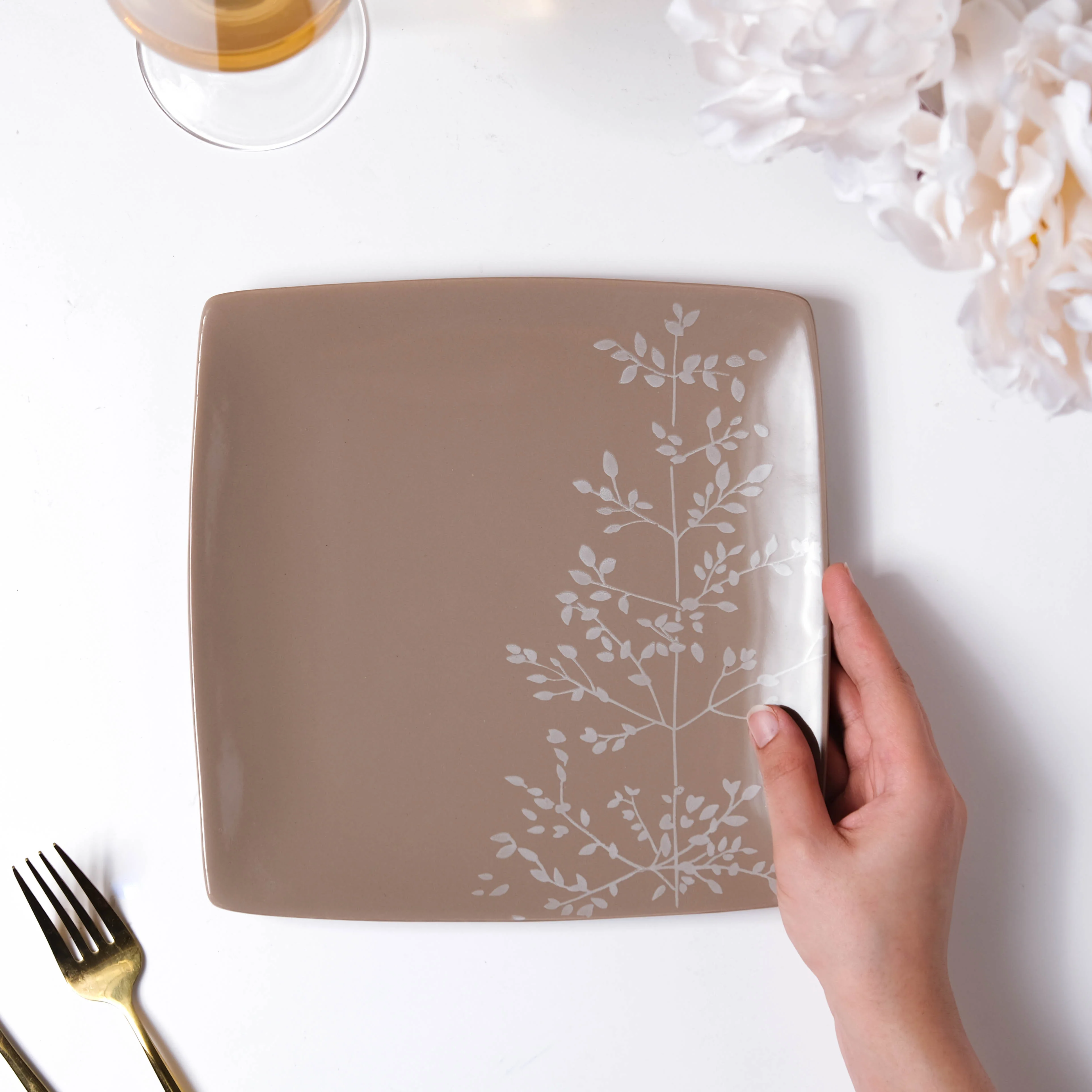 Pandora Sprig Square Plate Brown 8.5 Inch - Image 2