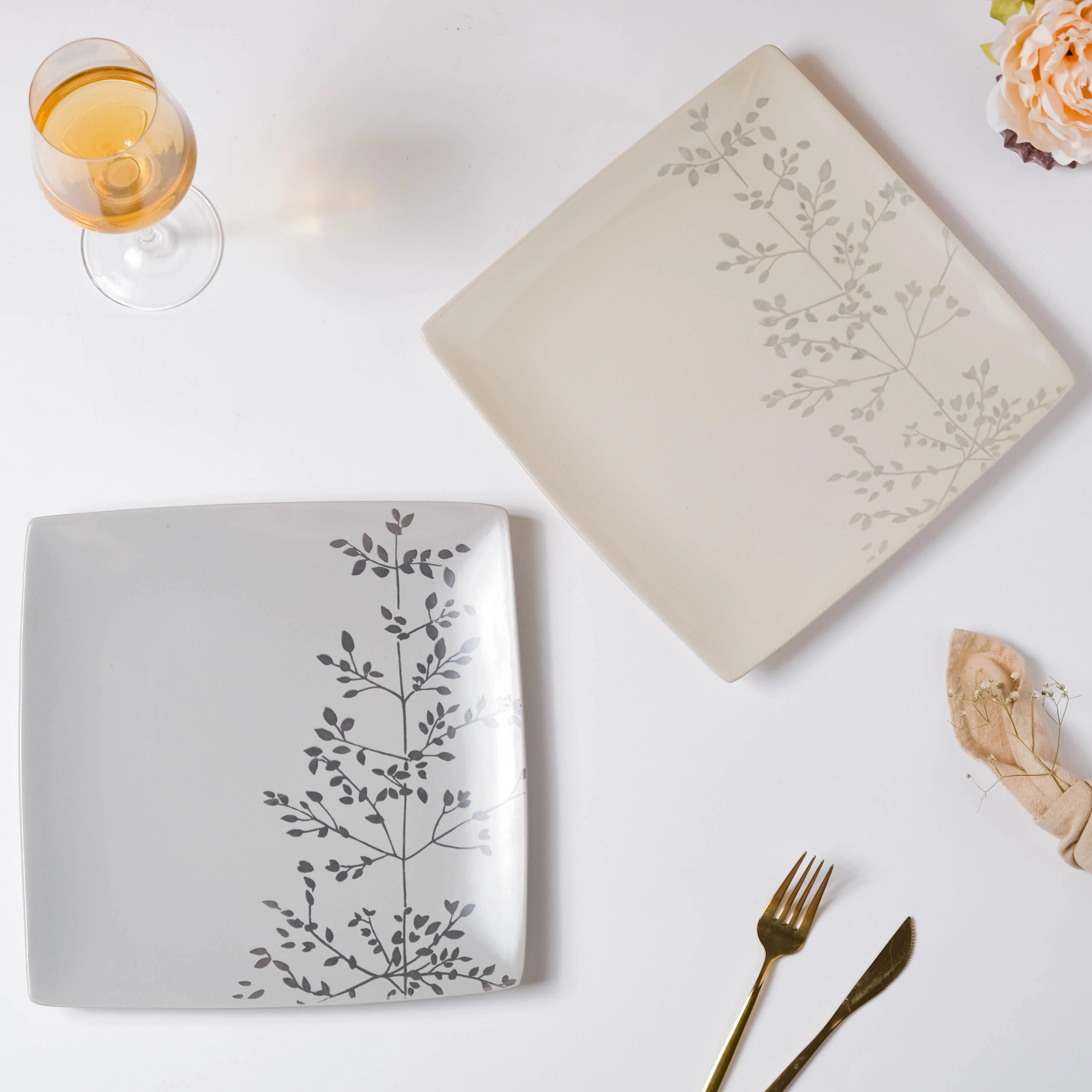 Pandora Sprig Square Plate Beige 10.5 Inch - Image 7