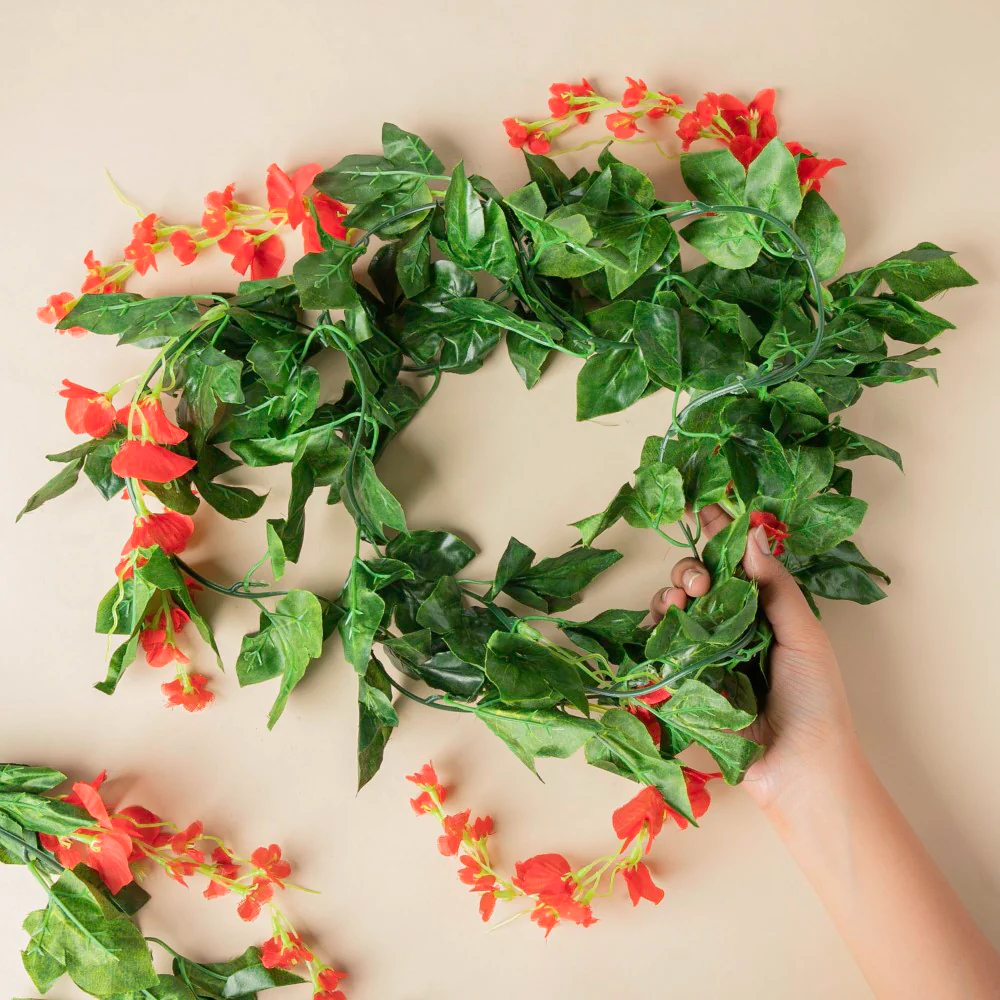 Party Decor Floral Vine Set of 2 Red - Image 6