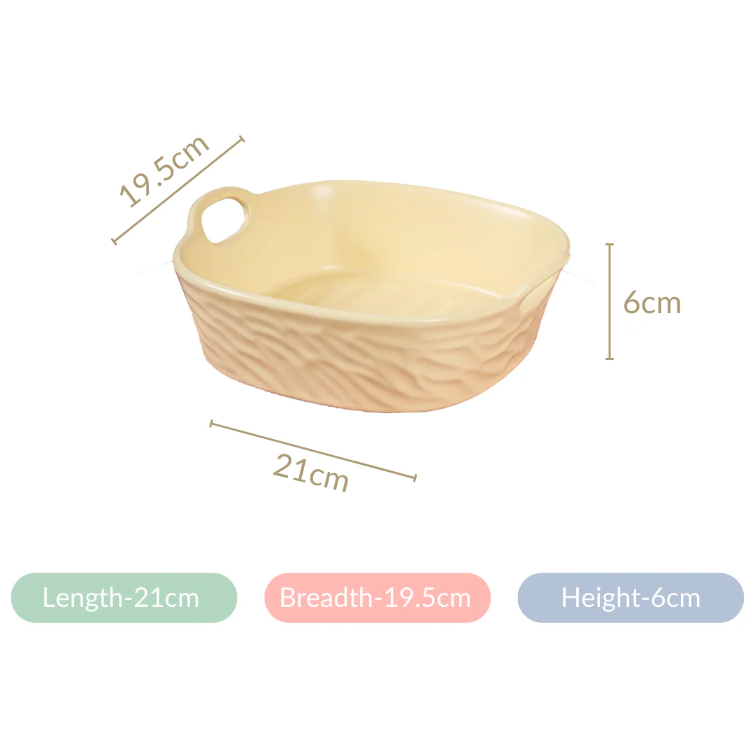 Pastel Baking Serving Bowl With Handle Yellow 800 ml - Image 8
