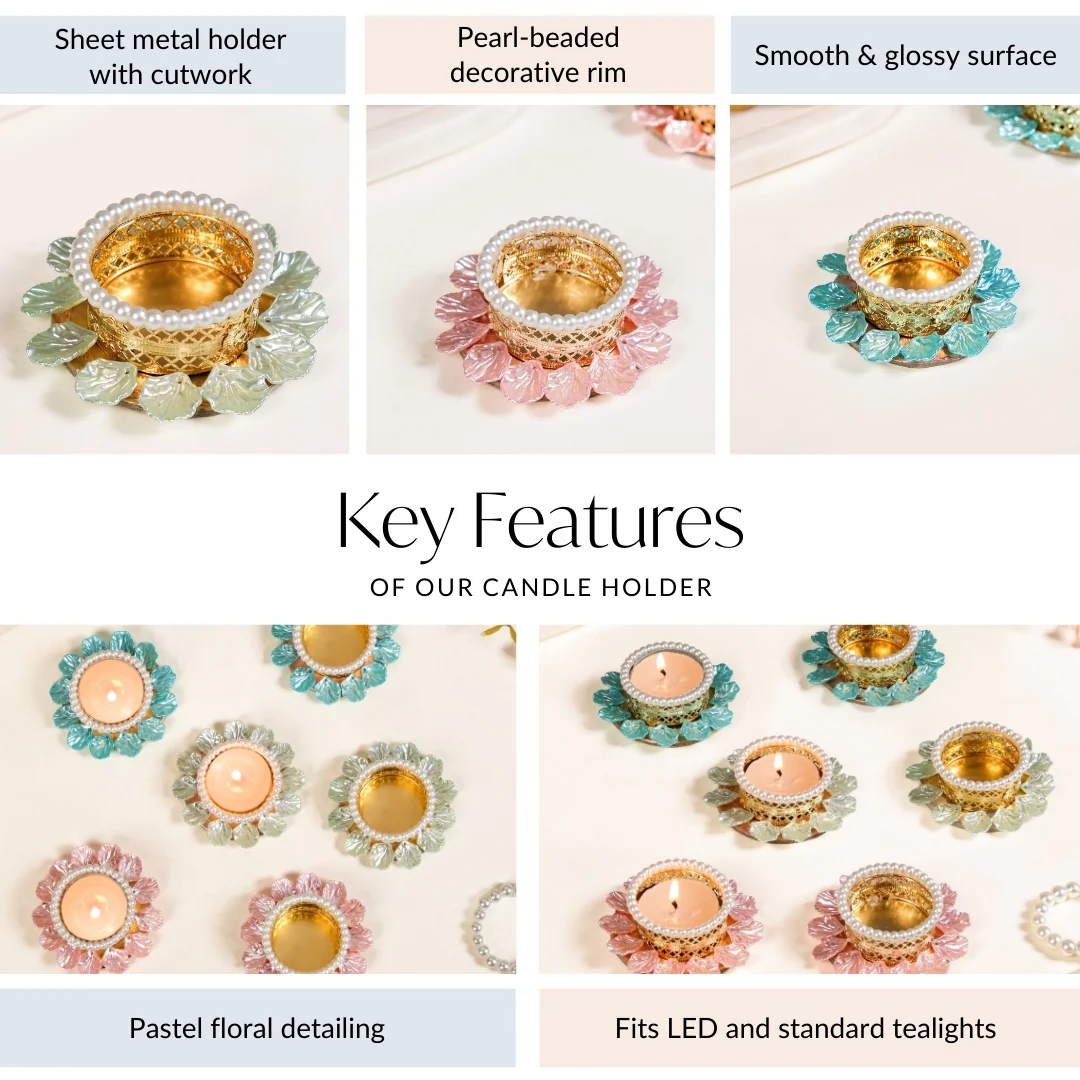 Pastel Bloom Festive Tea Light Holder Set Of 6 - Image 5