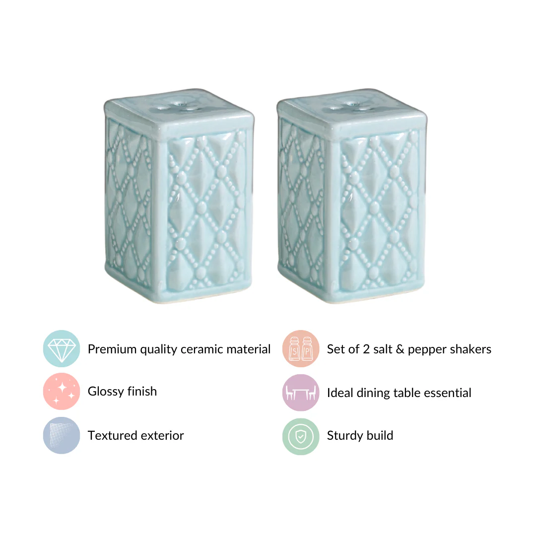 Pastel Blue Ceramic Salt And Pepper Shaker Set - Image 6