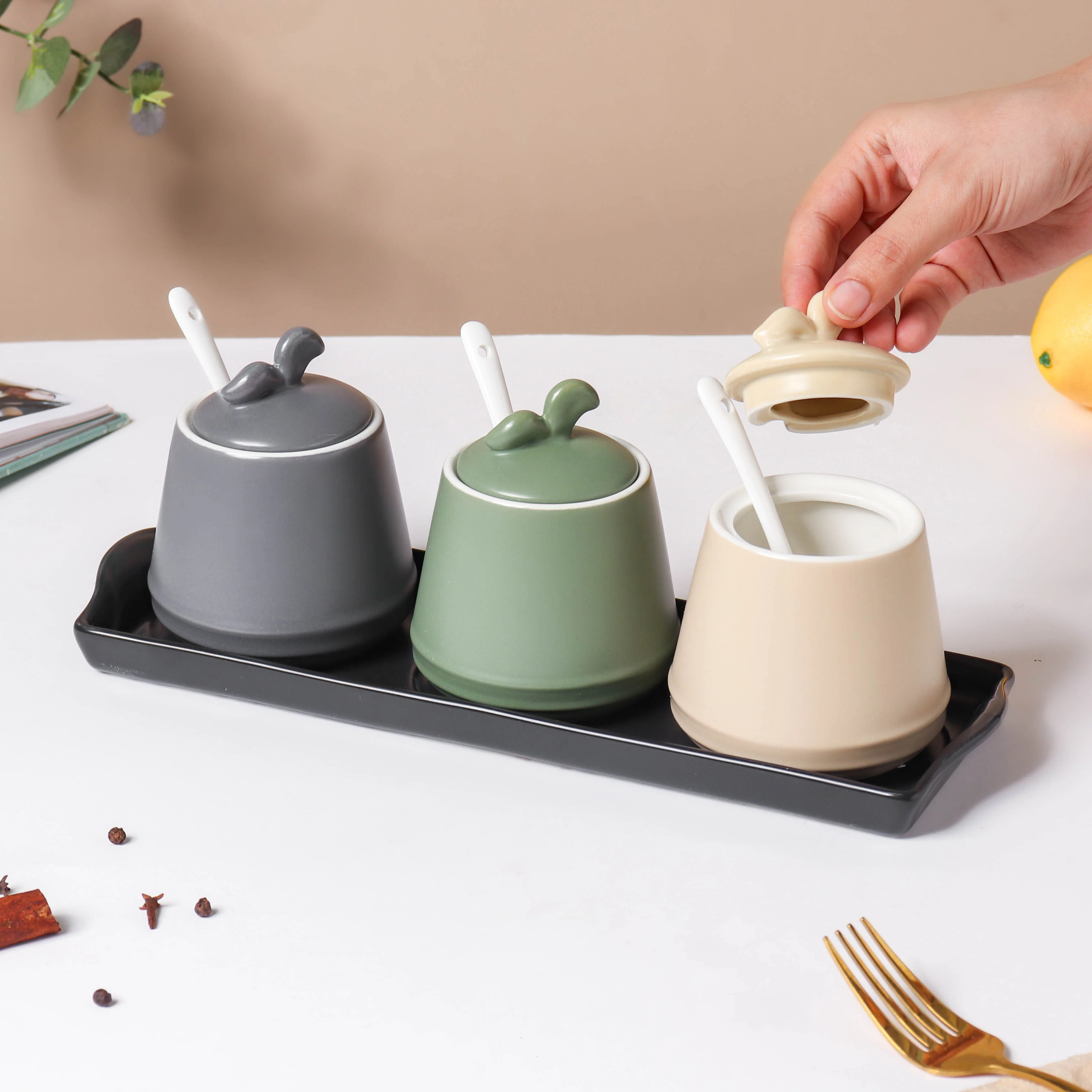 Pastel Condiments Jar Set Of 3 - Image 4