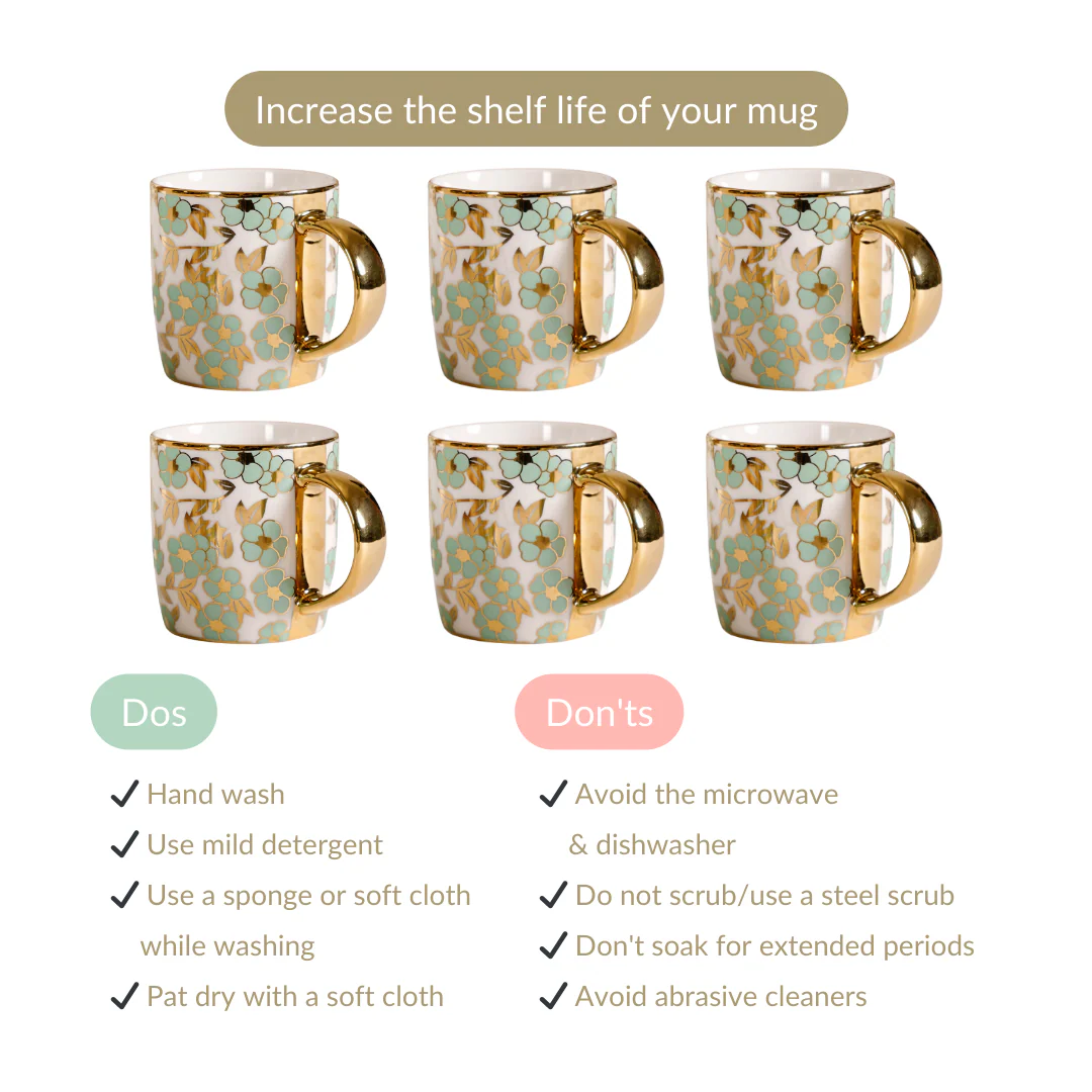 Pastel Flowers Ceramic Teacup Set of 6 330ml - Image 5