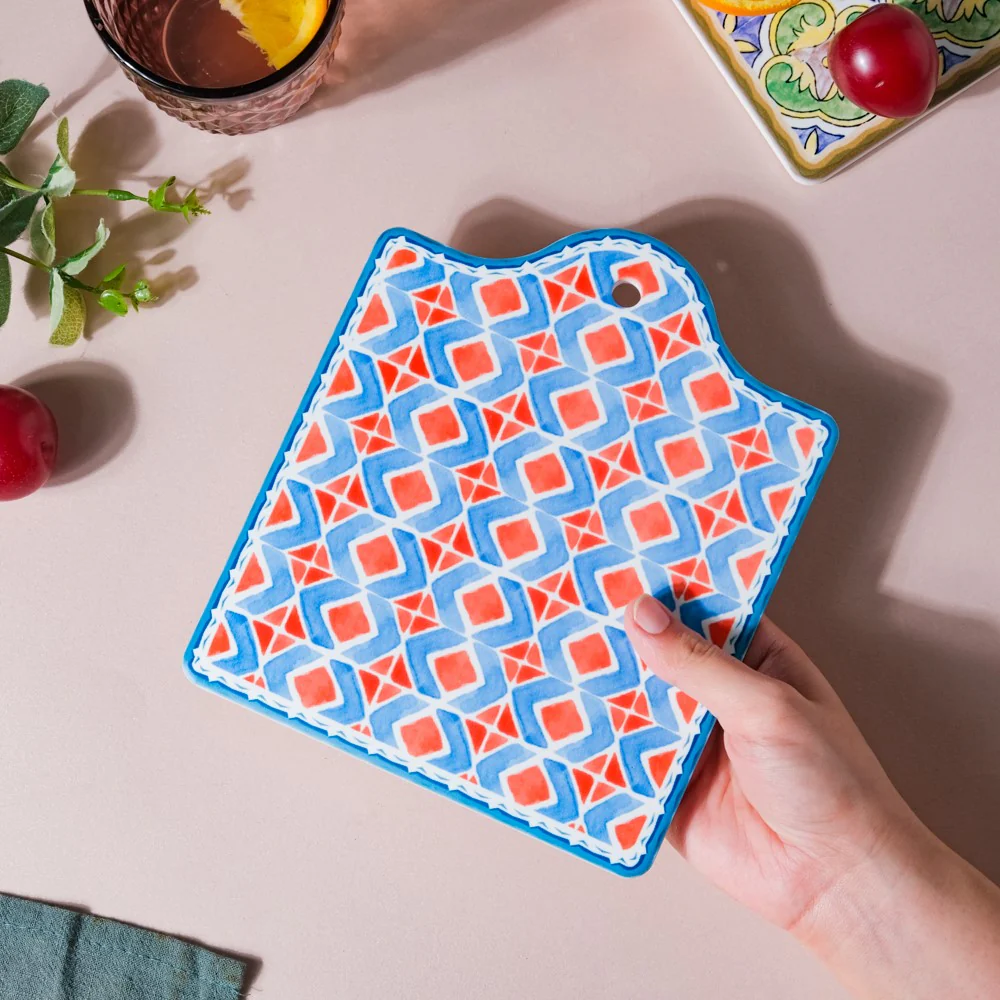 Pastel Hand Painted Pattern Ceramic Platter 7 Inch - Image 2