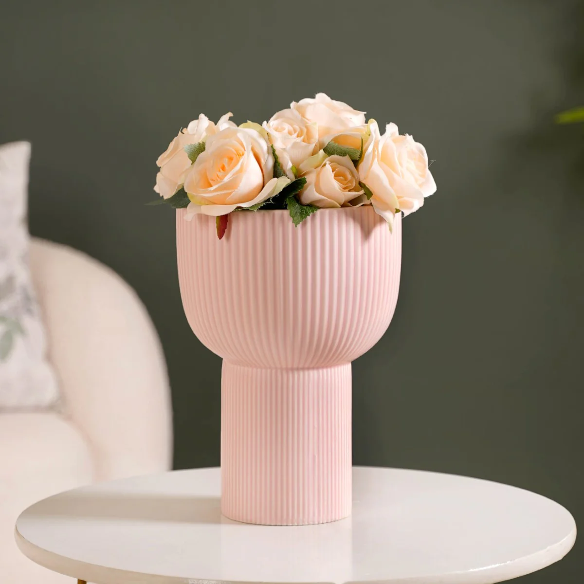 Pastel Nordic Inspired Ceramic Flower Vase Pink - Image 2