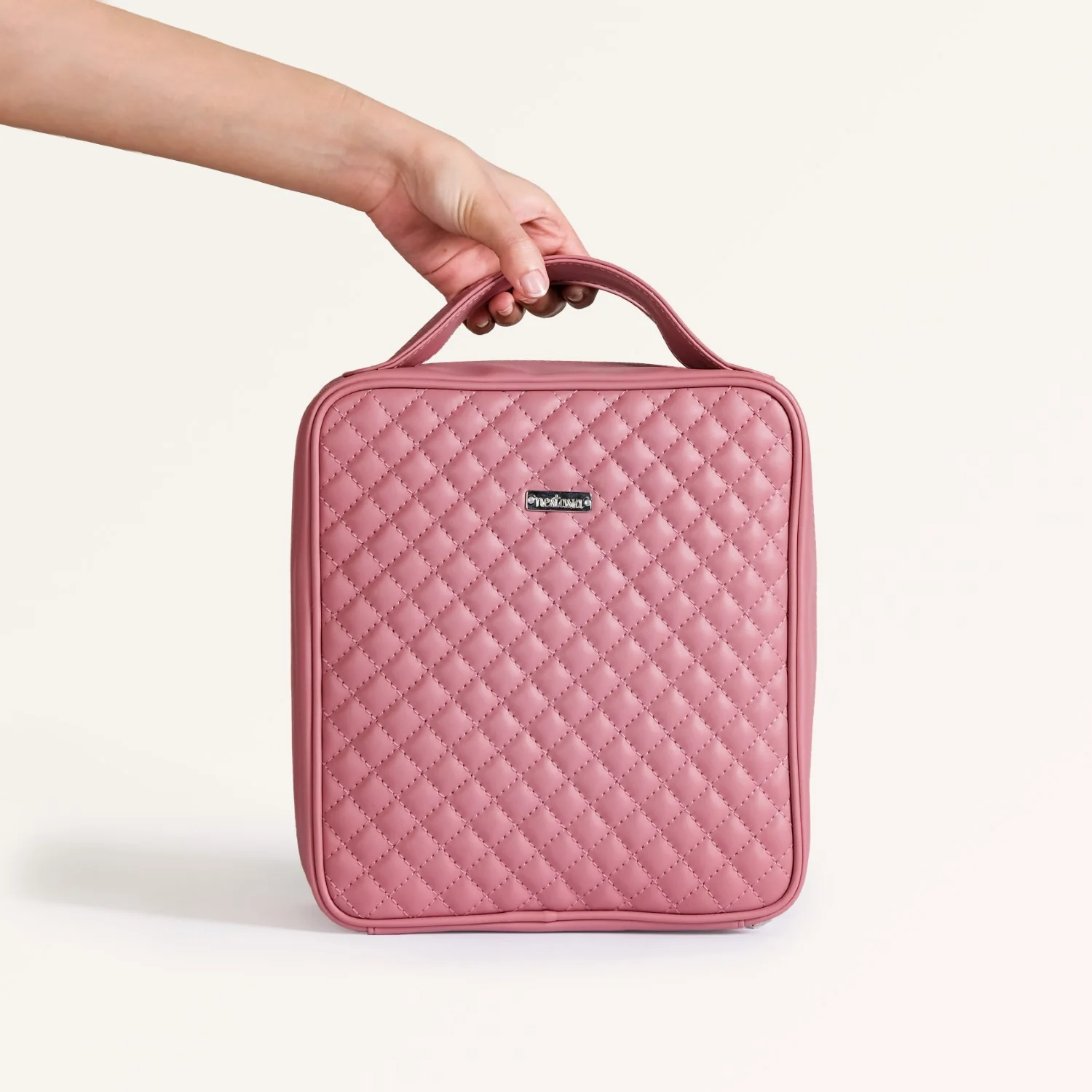 Pastel Pink Quilted Travel Organiser Kit Set Of 4 - Image 3