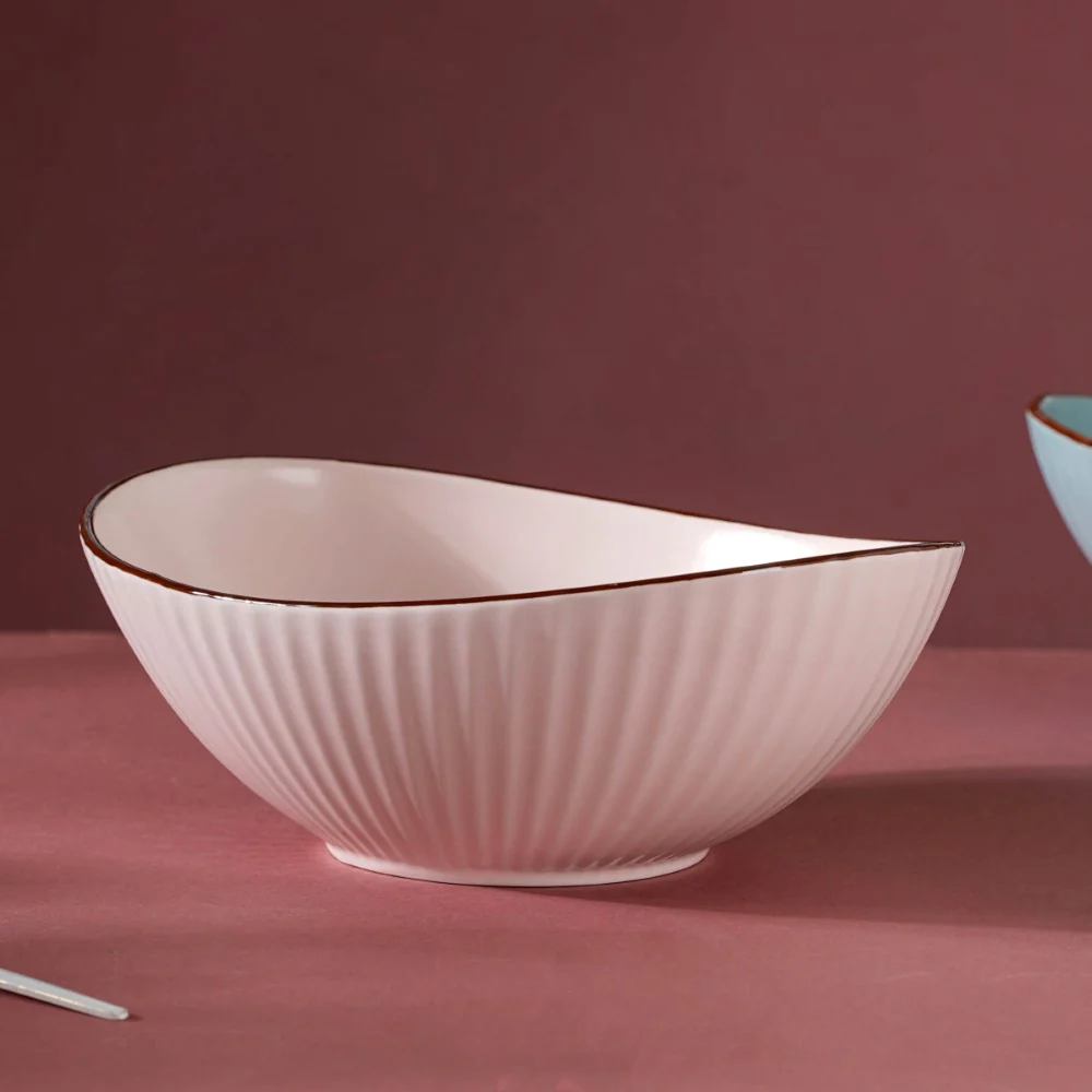 Pastel Ribbed Boat Serving Bowl - Image 5