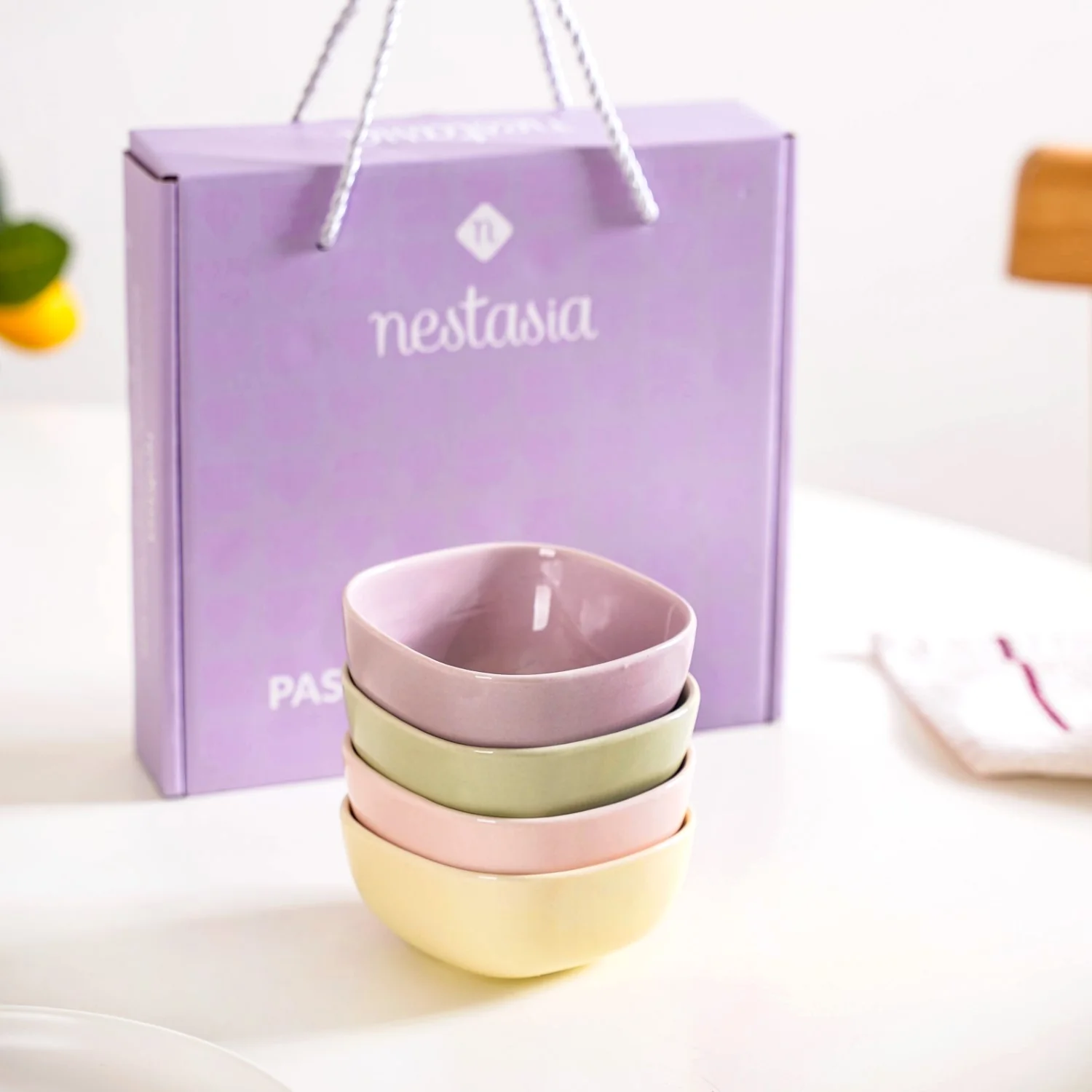 Pastel Square Ceramic Snack Bowl Set Of 4 200ml - Image 7