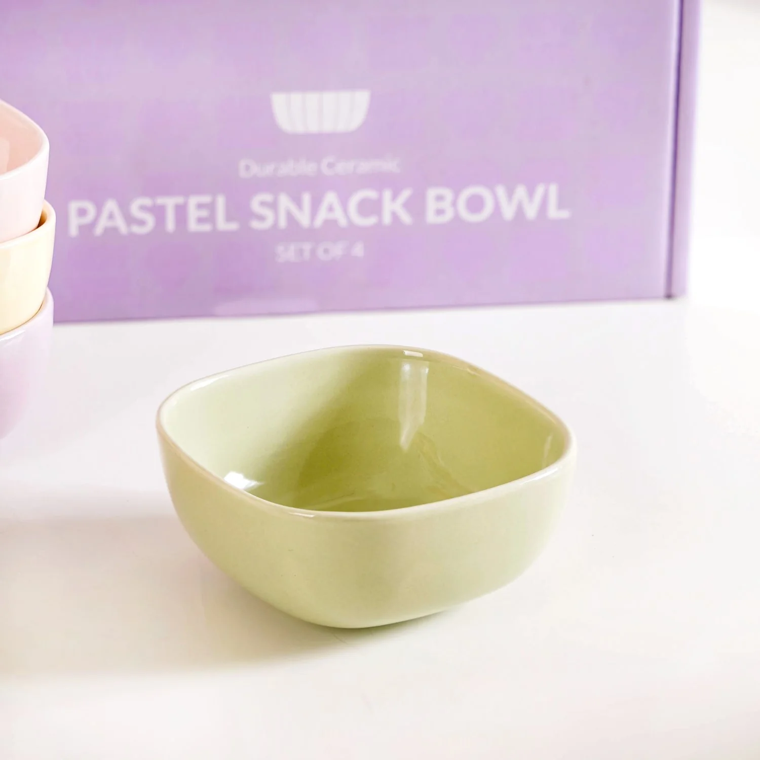 Pastel Square Ceramic Snack Bowl Set Of 4 200ml - Image 8